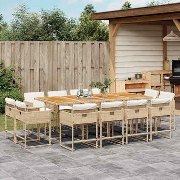 vidaXL 13-delige Tuinset met kussens poly rattan beige, Tuin en Terras, Verzenden, Nieuw, Tuinset