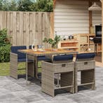 vidaXL 5-delige tuinset met kussens, grijs polyrotan, Tuin en Terras, Verzenden, Nieuw, Tuinset