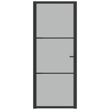 vidaXL Binnendeur 83x201,5 cm matglas en aluminium zwart, Verzenden, Nieuw