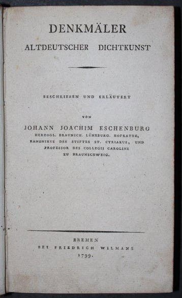 Johann Joachim Eschenburg - Denkmäler Altdeutscher