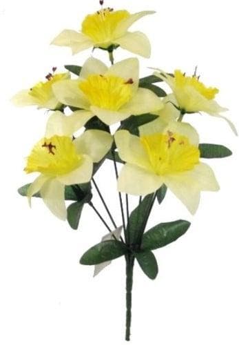 Narcisbush Zijdenbloem Wit Geel ca. 36 cm bos 7 bloemen, Nieuw