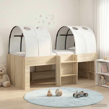 vidaXL Bed met Tunnel 3 st Sonoma en Wit Bewerkt hout, Verzenden, Nieuw