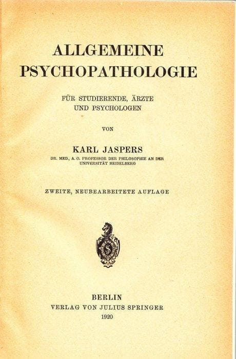 Karl Jaspers - Allgemeine Psychopathologie - 1920, Antiquités & Art, Antiquités | Livres & Manuscrits