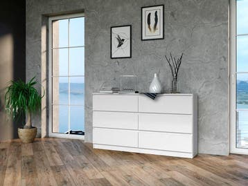 Ladekast wit 140 cm  6 lades Wit (Slaapkamer), Verzenden