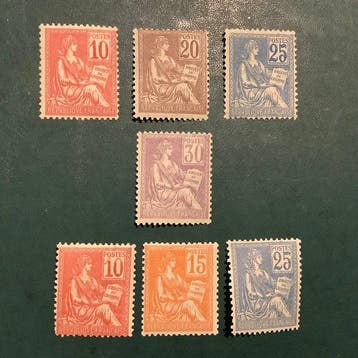 Frankrijk 1900 - Mouchon type I en II - MNH - Yvert 112/118, Timbres & Monnaies, Timbres | Europe | France