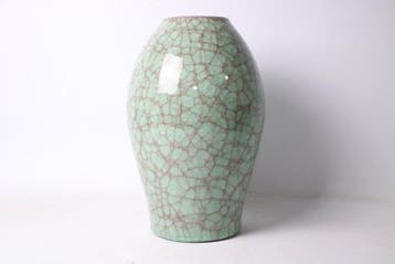 Vase céladon craquelé vert jade de Tachikichi Kyoto «, Antiek en Kunst