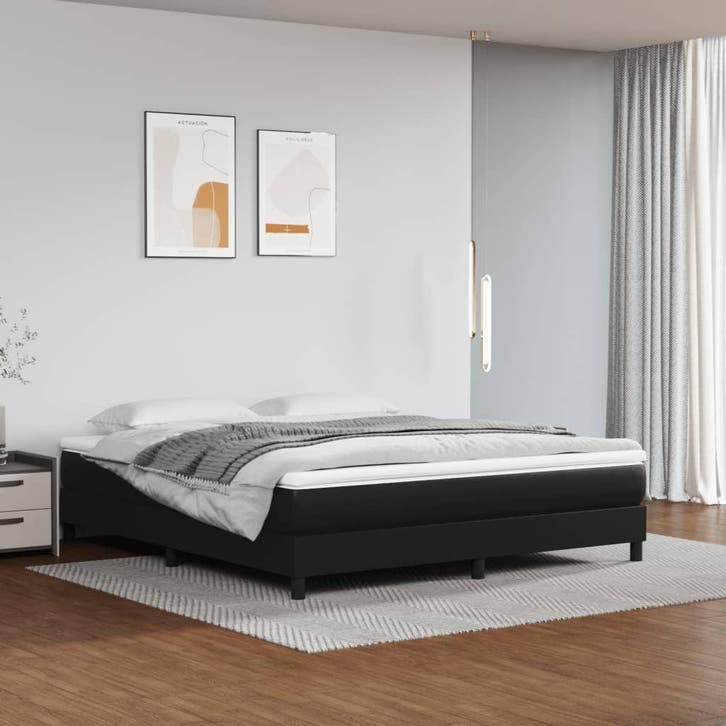 vidaXL Boxspring bed kunstleer zwart 160x200 cm, Maison & Meubles, Chambre à coucher | Lits, Envoi
