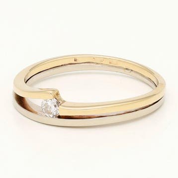 Bague - 14 carats Or jaune, Or blanc Diamant (Naturelle)