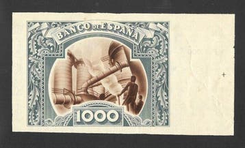 Spanje. - 1000 Pesetas - 1937 - Banco de España, Bilbao -, Postzegels en Munten