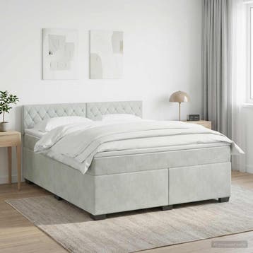 vidaXL Boxspringbed met matras Lichtgrijs 140 x 190 cm, Verzenden, Nieuw