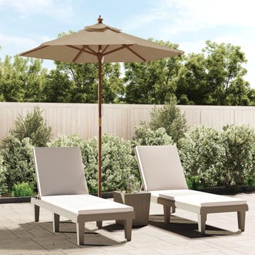 vidaXL Parasol met houten paal 196x231 cm taupe, Verzenden