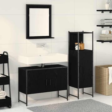 vidaXL Badkamermeubel Set 3 st Zwart 33 x 33 x 113.5 cm, Verzenden, Nieuw