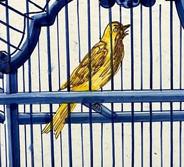 Tichelaar - Vogelkooi met kanarie - Plaquette - Aardewerk, Antiek en Kunst, Antiek | Glaswerk en Kristal