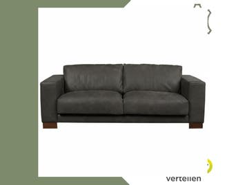 Leren bank Clear - 3 zits - Kenia Antracite (grijs) - Poten, Ophalen of Verzenden