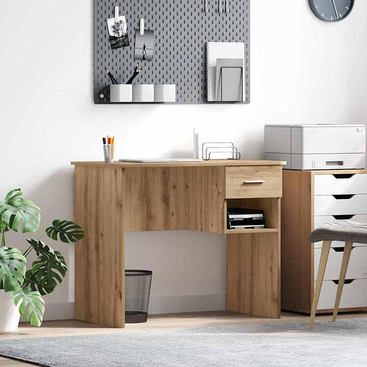 vidaXL Bureau Artisan Eiken Bewerkt hout 90 x 49 x 75 cm, Maison & Meubles, Bureaux, Envoi