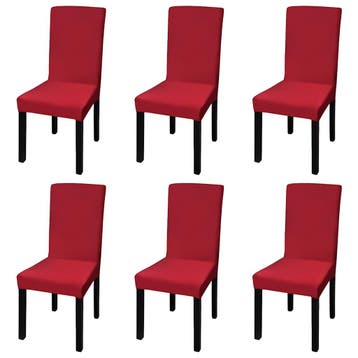 vidaXL 6 st Stoelhoes stretch recht bordeaux, Verzenden, Nieuw