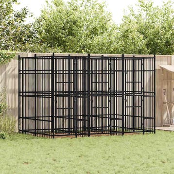 vidaXL Hondenkennel 5,53 m² staal, Verzenden