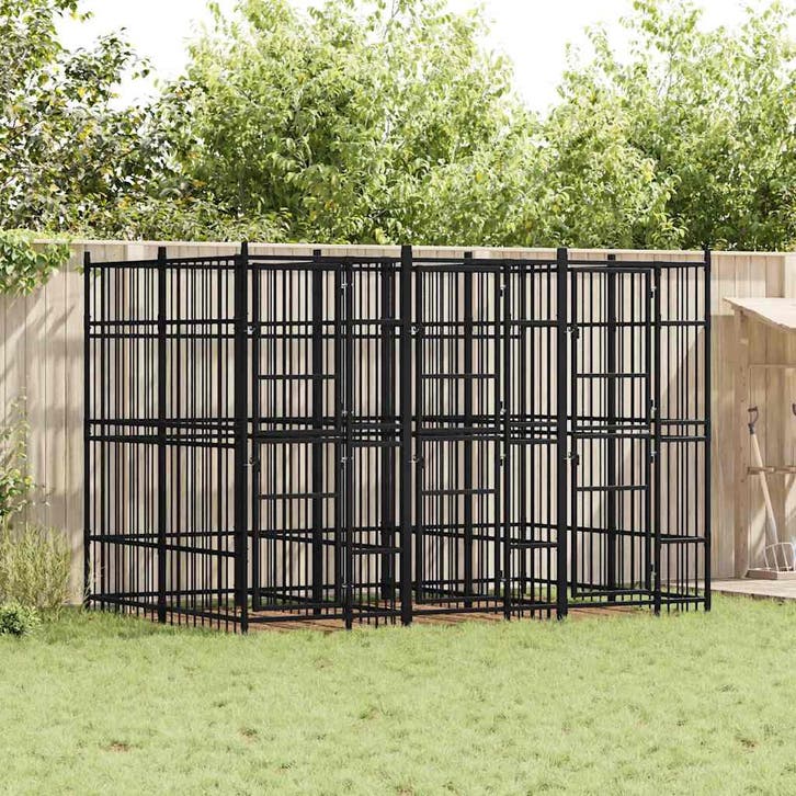 vidaXL Hondenkennel 5,53 m² staal, Dieren en Toebehoren, Hondenbenches, Nieuw, Verzenden