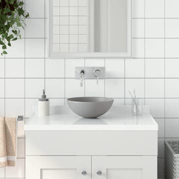 vidaXL Wastafel rond keramiek lichtgrijs, Verzenden, Nieuw
