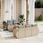 vidaXL 6-delige Loungeset met kussens poly rattan beige, Verzenden, Loungeset