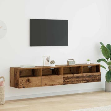 vidaXL TV Wandkasten 2 st Oud Hout Bewerkt hout, Verzenden, Nieuw