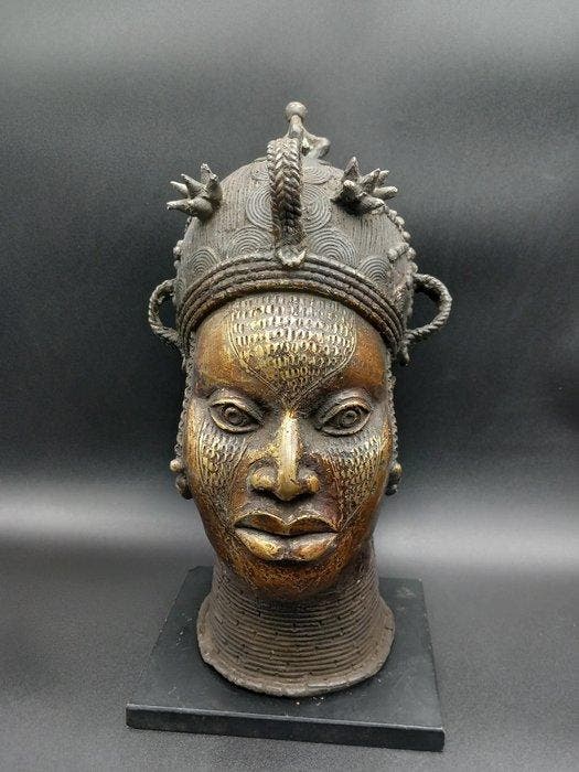 Hoofd koningin-moeder Oba - Yoruba - Nigeria, Antiquités & Art, Art | Art non-occidental
