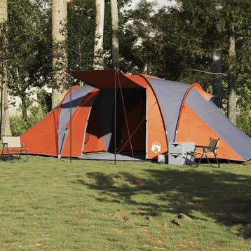 vidaXL Koepeltent 6-persoons waterdicht grijs en oranje, Caravans en Kamperen, Verzenden, Nieuw