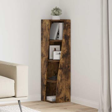 vidaXL Hoekkast 27,5x27x102cm Bewerkt hout Rook Eiken, Verzenden