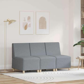 vidaXL Modulaire Sofa Eenheid Armless 3 st Lichtgrijs Stof, Verzenden