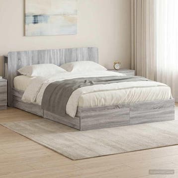 vidaXL Bedombouw met opslag Grijs Sonoma 160 x 200 cm, Verzenden, Nieuw