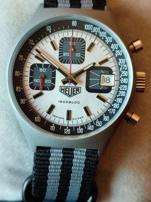 Heuer - Incabloc chronograph - Ref. 1589B - Heren -, Bijoux, Sacs & Beauté, Montres | Anciennes | Antiquités