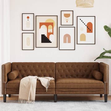 vidaXL Driezitsbank / zetel Chesterfield-stijl met bolsters, Huis en Inrichting, Verzenden, Nieuw