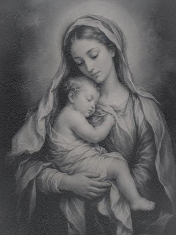 Madonna – Druk op leer 84,50 x 68,00 cm - Wandtapijt - 84.5