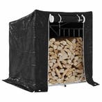 vidaXL Haardhoutrek met regenhoes 100,5x100,5x110,5 cm staal, Verzenden
