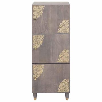 vidaXL Highboard Grijs en Goud 40 x 33 x 110 cm Massief, Huis en Inrichting, Verzenden, Nieuw