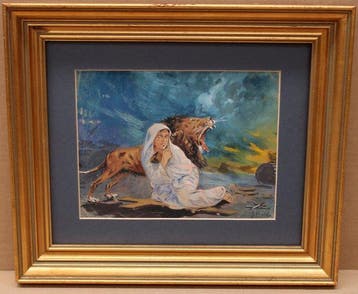 Juan Belda Morales (1872-1944) - Santa Elena con un león, Antiek en Kunst