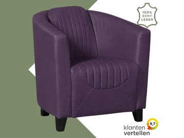Leren fauteuil Press Special - Toledo Aubergine (paars) -, Huis en Inrichting, Fauteuils, Nieuw, Ophalen of Verzenden, Eigentijds, Klassiek, Retro, Romantisch, Vintage