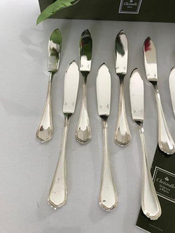 Christofle - Serveerset voor vis - Set van 12 vismessen,