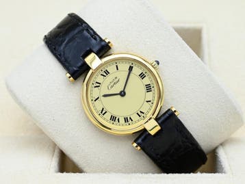 Cartier Vendome 590004 Year 1990s (Box), Overige merken, Leer, Polshorloge, Ophalen of Verzenden