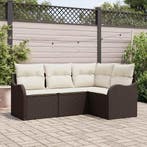 vidaXL Tuinbank Set met opslag 4 pcs Bruin poly rattan, Verzenden