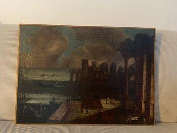 Europese school (XVIII) - Scène de port méditerranéen animé