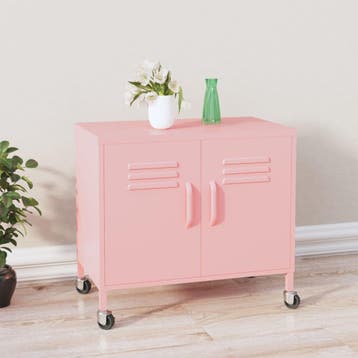 vidaXL Opbergkast 60x35x56 cm staal roze, Verzenden
