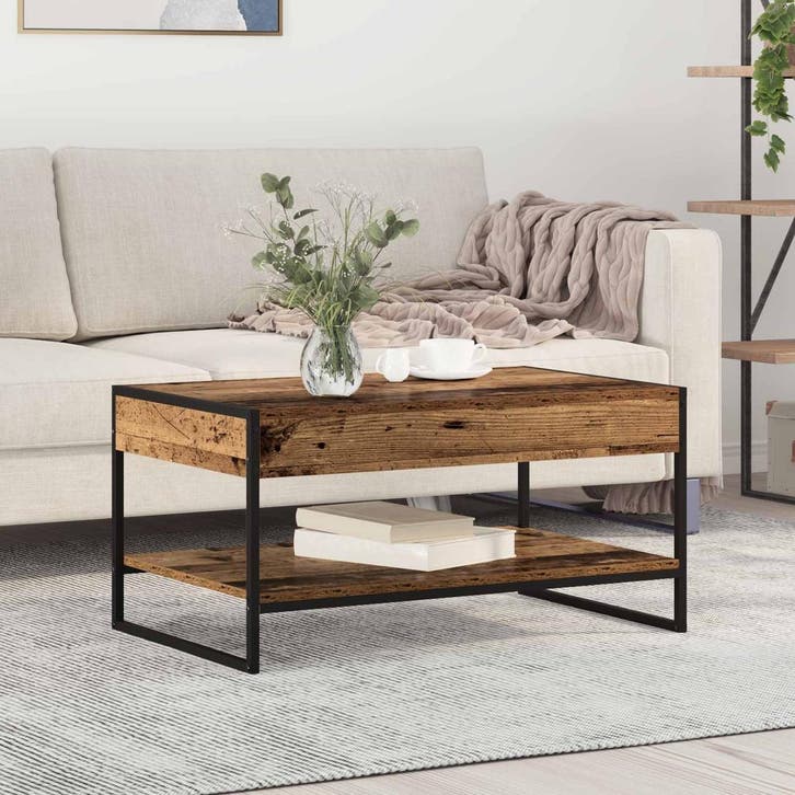 vidaXL Salontafel Oud Hout 80 x 50 x 40 cm Bewerkt hout, Huis en Inrichting, Tafels | Salontafels, Nieuw, Verzenden