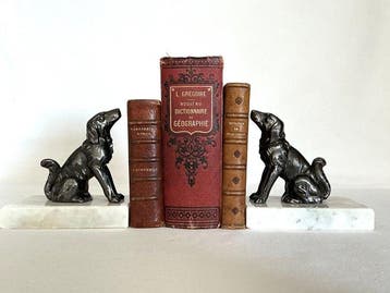 Art Deco boekensteunen met twee Spaniël Hondjes -, Antiek en Kunst