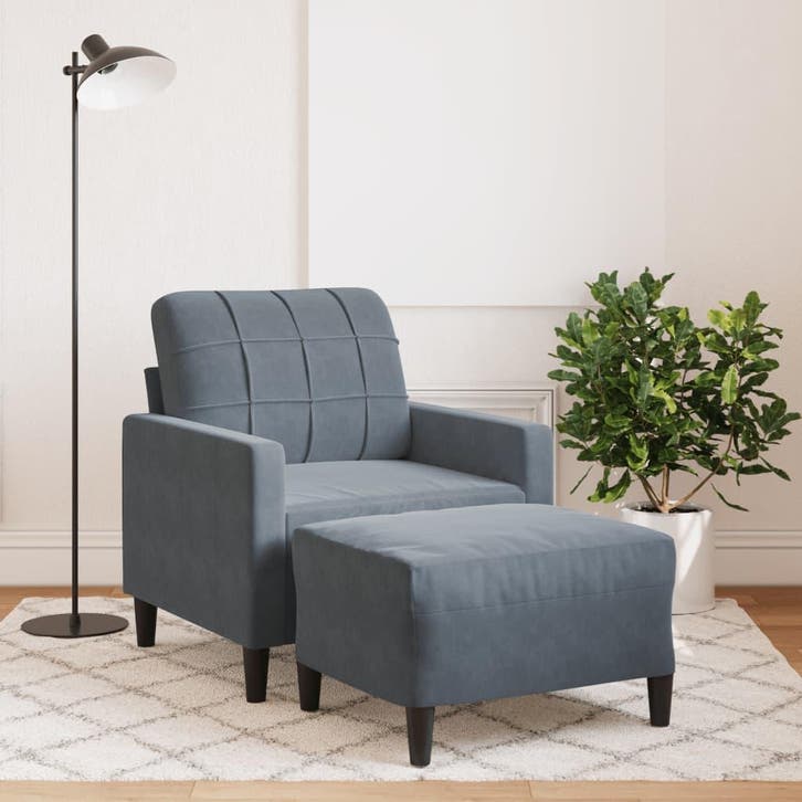 vidaXL Fauteuil met voetenbank 60 cm fluweel donkergrijs, Huis en Inrichting, Zetels | Zetels, Nieuw, Verzenden