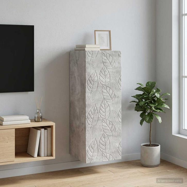 vidaXL Wandkast Betongrijs 33 x 34,5 x 90 cm Bewerkt hout, Huis en Inrichting, Kasten | Overige, Nieuw, Verzenden