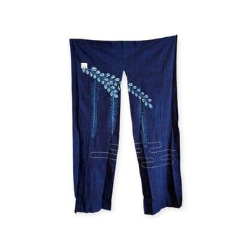 Japanse indigo Shibori Noren – Wisteria en Stromend, Antiek en Kunst