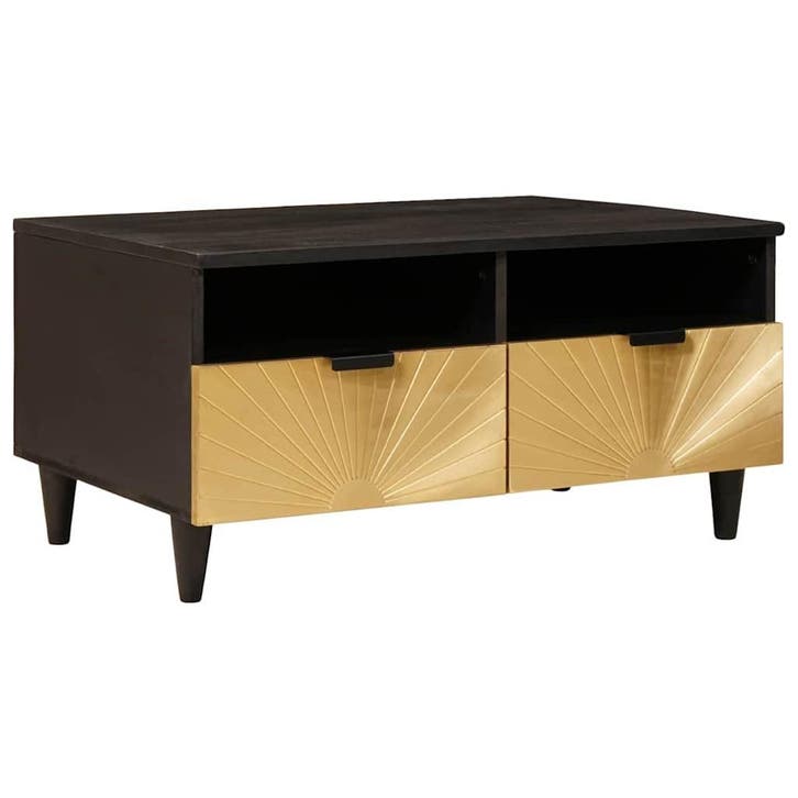 vidaXL Salontafel Zwart en Goud 40 x 33 x 46 cm Bewerkt hout, Maison & Meubles, Tables | Tables de salon, Envoi