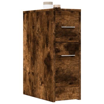 vidaXL Badkamerkast smal met wielen bewerkt hout gerookt, Huis en Inrichting, Verzenden, Nieuw