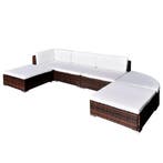 vidaXL 6-delige Loungeset met kussens poly rattan bruin, Verzenden, Nieuw, Loungeset